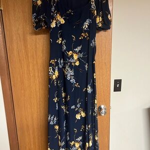 Reformation Navy Floral Maxi Dress